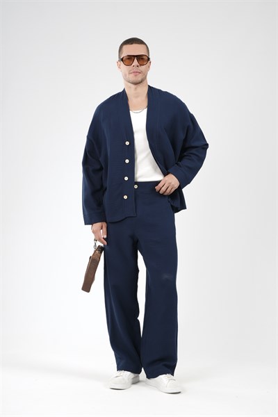 Oversize Kalıp Müslin Erkek Kimono Takım