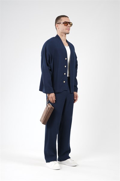 Oversize Kalıp Müslin Erkek Kimono Takım