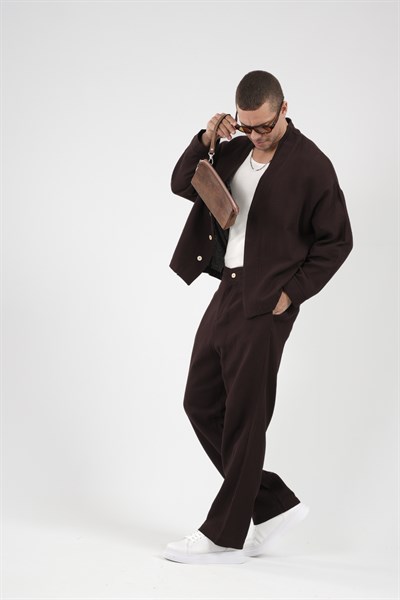 Oversize Kalıp Müslin Erkek Kimono Takım