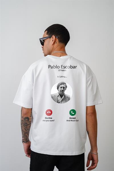 Oversize Kalıp Pablo Escobar is Calling Baskılı Unisex Tişört