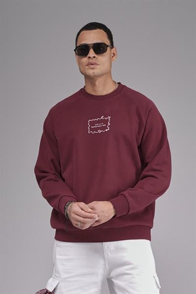 Oversize Kalıp Reglan Kol Nakış Detaylı Sweatshirt