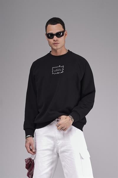 Oversize Kalıp Reglan Kol Nakış Detaylı Sweatshirt