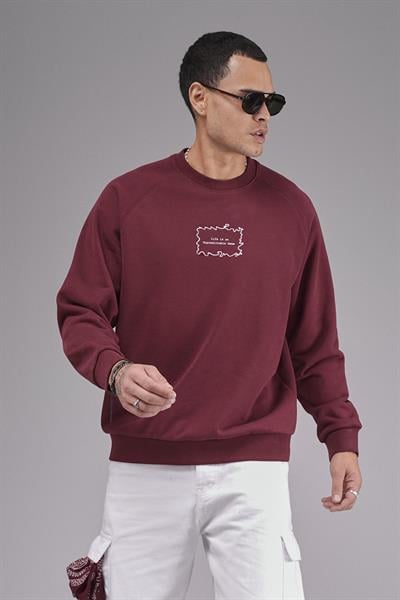 Oversize Kalıp Reglan Kol Nakış Detaylı Sweatshirt