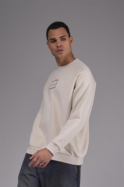 Oversize Kalıp Reglan Kol Nakış Detaylı Sweatshirt