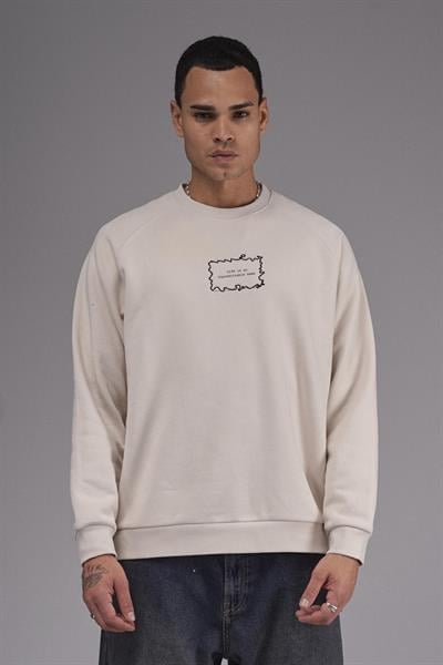 Oversize Kalıp Reglan Kol Nakış Detaylı Sweatshirt