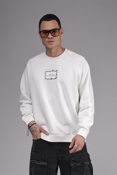 Oversize Kalıp Reglan Kol Nakış Detaylı Sweatshirt