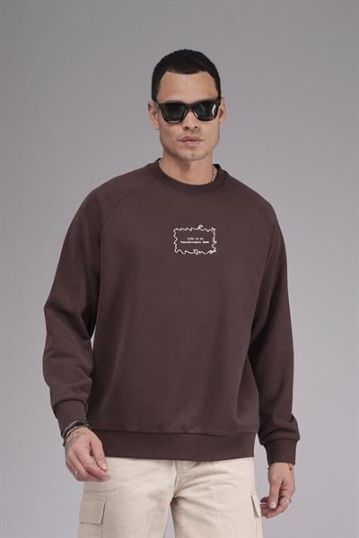 Oversize Kalıp Reglan Kol Nakış Detaylı Sweatshirt