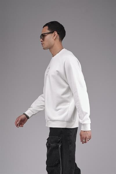 Oversize Kalıp Reglan Kol Nakış Detaylı Sweatshirt