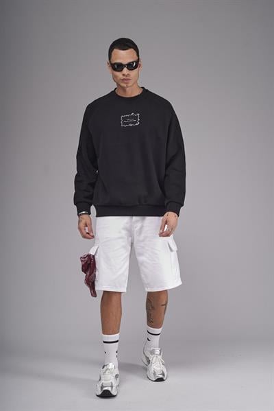 Oversize Kalıp Reglan Kol Nakış Detaylı Sweatshirt