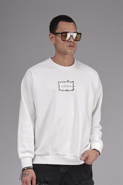 Oversize Kalıp Reglan Kol Nakış Detaylı Sweatshirt