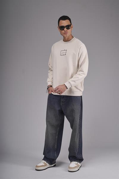 Oversize Kalıp Reglan Kol Nakış Detaylı Sweatshirt