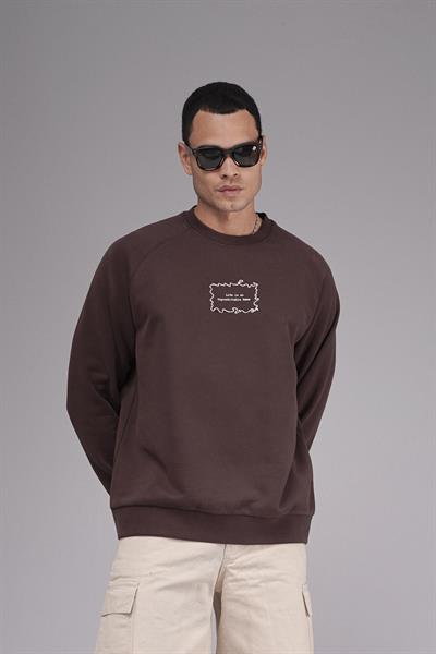 Oversize Kalıp Reglan Kol Nakış Detaylı Sweatshirt