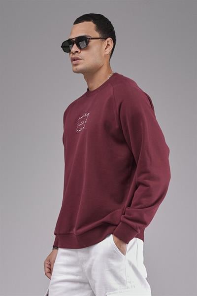Oversize Kalıp Reglan Kol Nakış Detaylı Sweatshirt