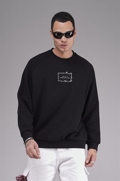Oversize Kalıp Reglan Kol Nakış Detaylı Sweatshirt