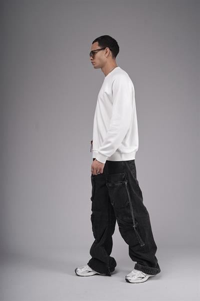 Oversize Kalıp Reglan Kol Nakış Detaylı Sweatshirt