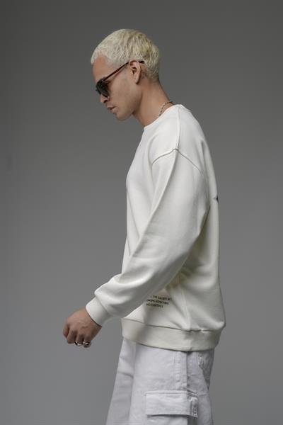 Oversize Kalıp Sırtı Kilim Desenli Erkek Sweatshirt