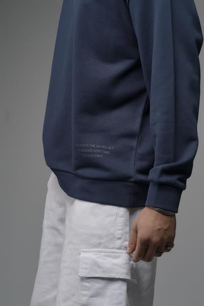 Oversize Kalıp Sırtı Kilim Desenli Erkek Sweatshirt