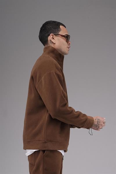 Oversize Kalıp Yakası Fermuarlı Polar Alt Üst Takım