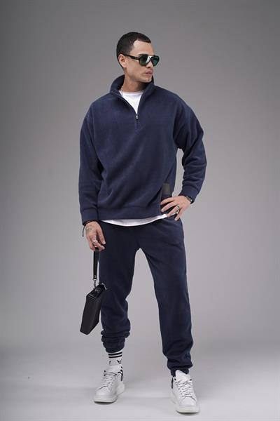 Oversize Kalıp Yakası Fermuarlı Polar Alt Üst Takım