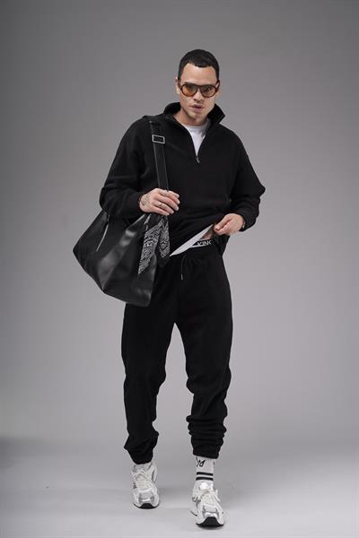 Oversize Kalıp Yakası Fermuarlı Polar Alt Üst Takım