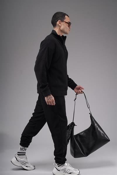 Oversize Kalıp Yakası Fermuarlı Polar Alt Üst Takım