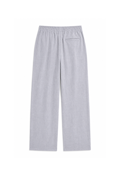 Pileli Baggy Fit Kalıp Pamuklu Keten Çizgili Pantolon