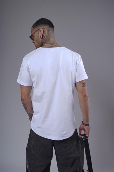 Pis Yaka Kolu Katlamalı Regular Kalıp Düz Basic Erkek Tişört