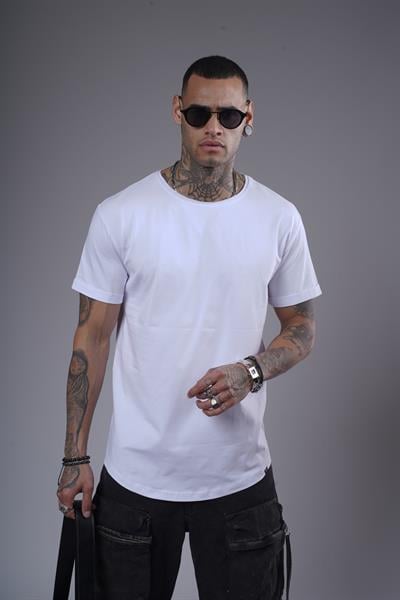 Pis Yaka Kolu Katlamalı Regular Kalıp Düz Basic Erkek Tişört