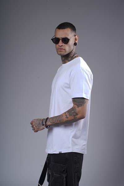 Pis Yaka Kolu Katlamalı Regular Kalıp Düz Basic Erkek Tişört