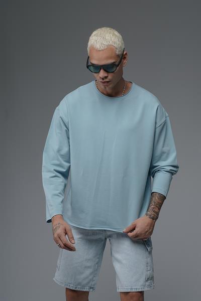 Pis Yaka Oversize Kalıp Düz Sweatshirt