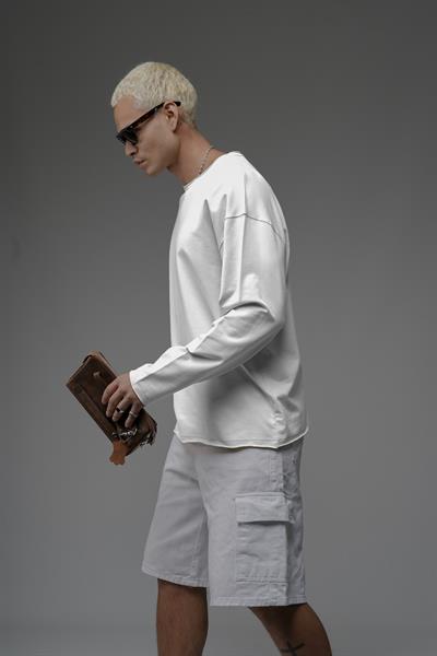 Pis Yaka Oversize Kalıp Düz Sweatshirt