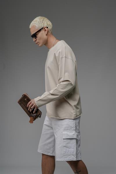 Pis Yaka Oversize Kalıp Düz Sweatshirt