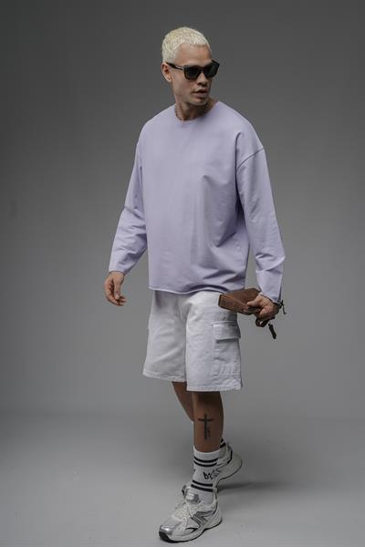 Pis Yaka Oversize Kalıp Düz Sweatshirt