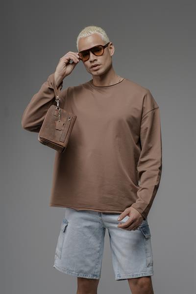Pis Yaka Oversize Kalıp Düz Sweatshirt