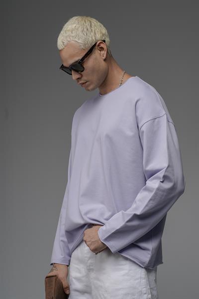 Pis Yaka Oversize Kalıp Düz Sweatshirt