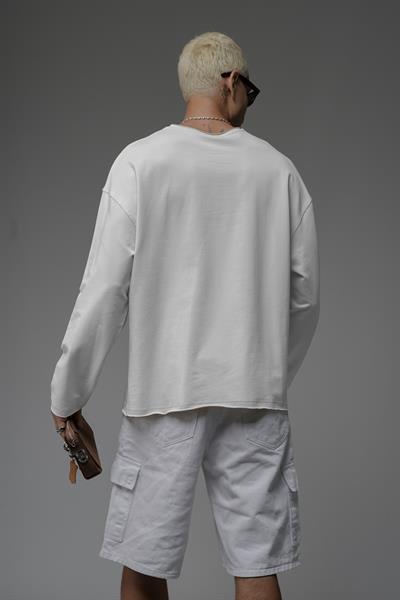 Pis Yaka Oversize Kalıp Düz Sweatshirt