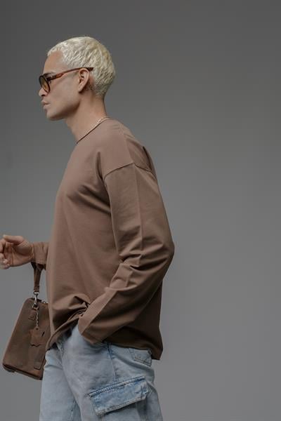 Pis Yaka Oversize Kalıp Düz Sweatshirt