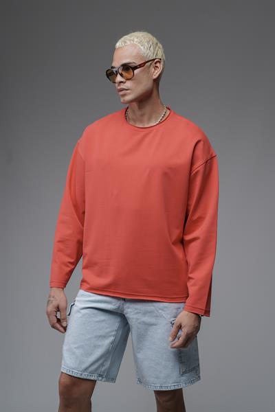 Pis Yaka Oversize Kalıp Düz Sweatshirt