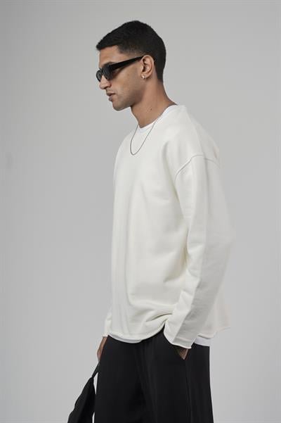 Pis Yaka Oversize Kesim Erkek Düz Sweatshirt