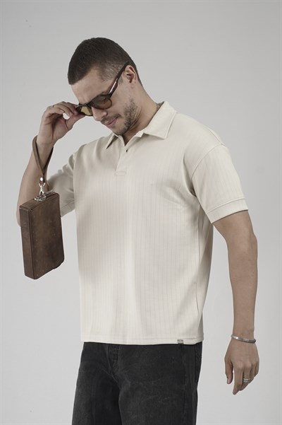 Polo Yaka Çizgi Detaylı Regular Kalıp Erkek Tişört
