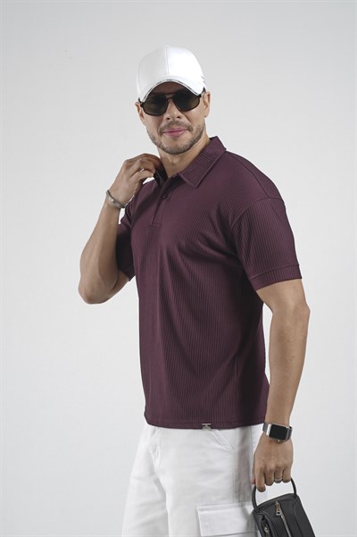 Polo Yaka Regular Kalıp Çizgili Erkek Basıc Tişört