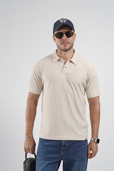 Polo Yaka Regular Kalıp Çizgili Erkek Basıc Tişört