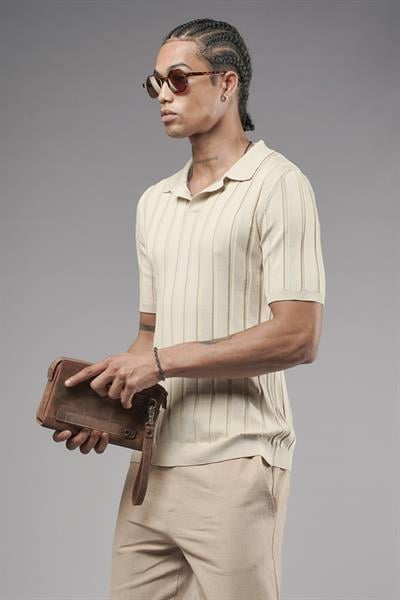 Polo Yaka Regular Kalıp Esnek Triko Tişört