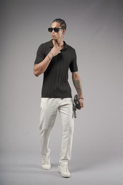 Polo Yaka Regular Kalıp Esnek Triko Tişört