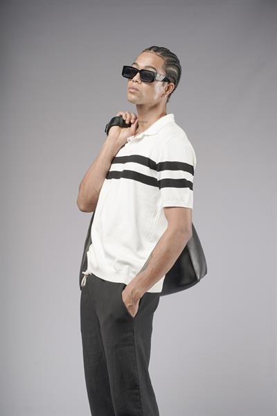 Polo Yaka Şeritli Regular Kalıp Erkek Triko Tişört