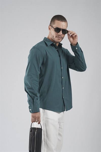 Regular Fit Kalıp Esnek %100 Pamuklu Erkek Düz Gömlek