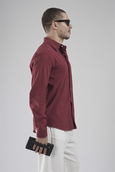 Regular Fit Kalıp Esnek %100 Pamuklu Erkek Düz Gömlek