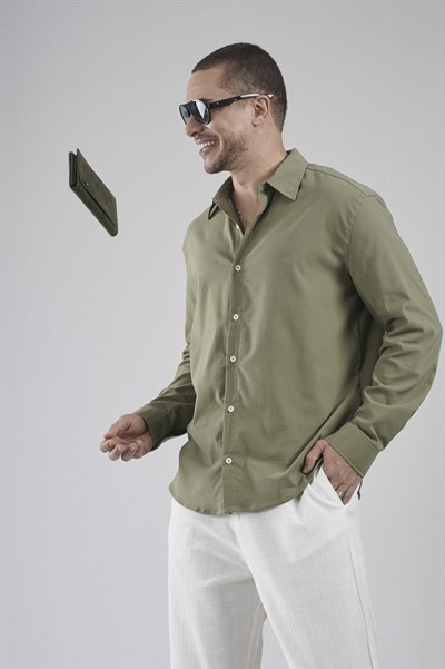 Regular Fit Kalıp Esnek %100 Pamuklu Erkek Düz Gömlek