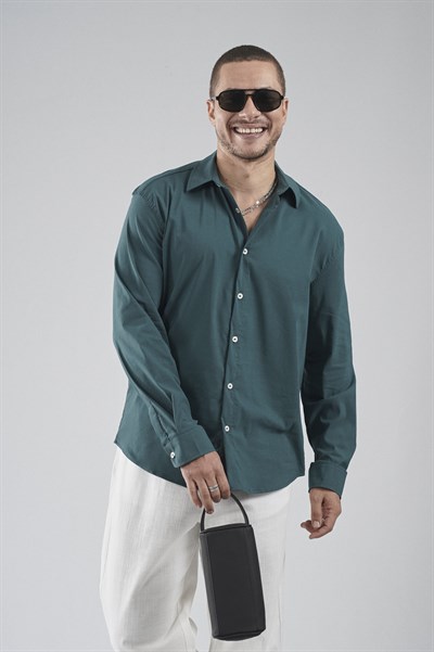 Regular Fit Kalıp Esnek %100 Pamuklu Erkek Düz Gömlek
