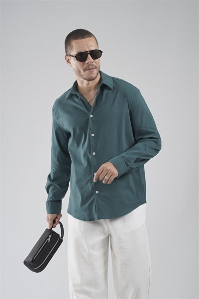 Regular Fit Kalıp Esnek %100 Pamuklu Erkek Düz Gömlek